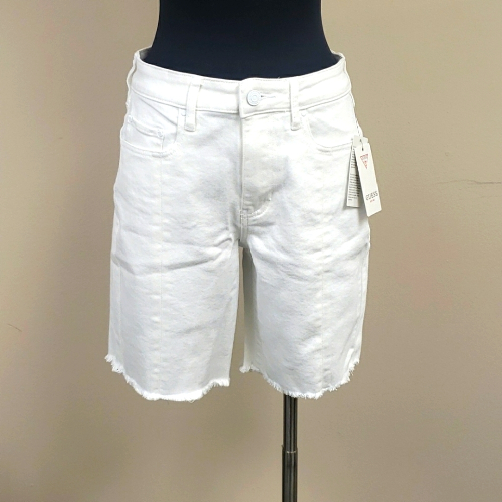 Guess White Denim Biker Shorts - Size 27